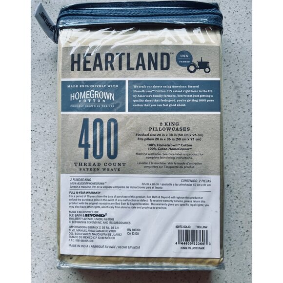 Heartland 400 Thread Count King Pillowcases Gold Satin Weave 100% USA Cotton - Picture 4 of 4